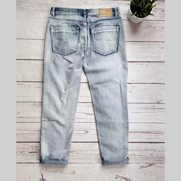 ONE TEASPOON Awesome Baggies Straight Boyfriend Jeans 26 Light Blue Distressed - Picture 6 of 8